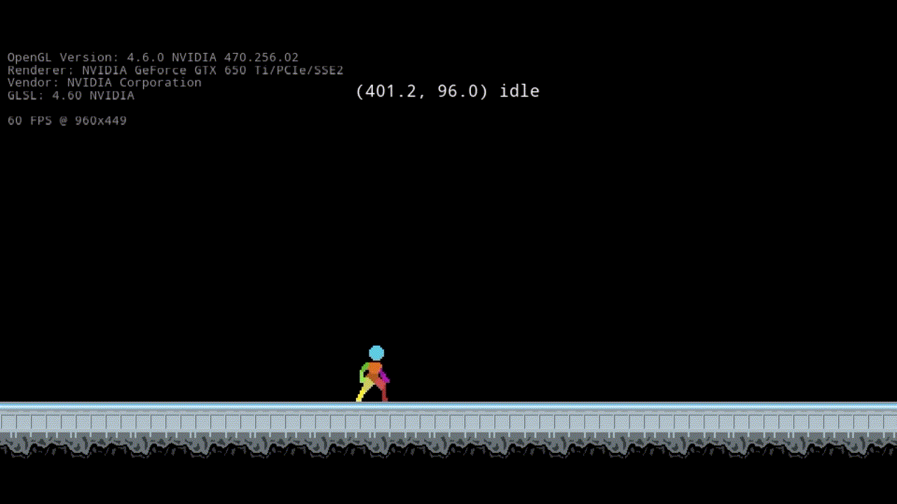 An animated GIF of a debug view showing a sprite doing various animations.